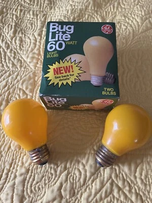 Vintage GE  General Electric 60 & 25 Watt Yellow 2 Pack BugLite Light Bulbs - Image 1 of 4