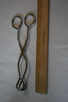 Vintage EKCO Angled Kitchen Tongs Center Hinge USA Stainless Steel 8-10" Long - Image 1 of 4