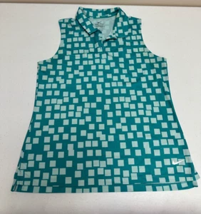 Women's Nike Dri Fit Short Sleeveless Polo Golf Shirt Size Medium Green / Aqua - Picture 1 of 3