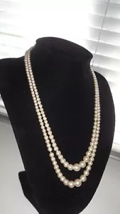 FAB VINTAGE CLASSIC 2 STRING PEARL ADJUSTABLE CHOKER WITH CRYSTAL 4mm-10mm - Picture 1 of 12