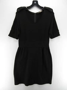 Burberry Dress Women 10 Black Brit Mini Shirt Military Pleated Preppy Knit Zip - Picture 1 of 11