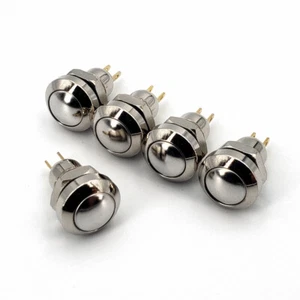 5 piezas Mini Interruptor Pulsador Momentáneo de Metal con Cúpula 8 mm Impermeable 2 Pines 1 NO - Imagen 1 de 6