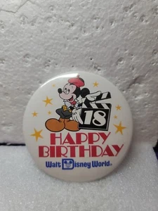 Vintage 1989 Walt Disney World 18th Birthday Cast Member Pin Button Mickey Mouse - Picture 1 of 3