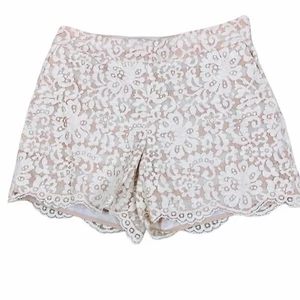 Pantalones Cortos Cartonnier Mujer 2 Anthropologie Crema Encaje Rosa Rayas Dobladillo Festoneado - Imagen 1 de 7
