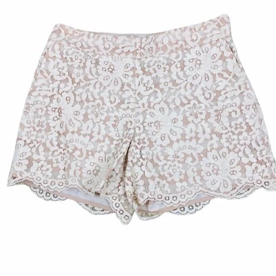 Shorts Cartonnier Feminino 2 Anthropologie Renda Creme Listrado Rosa Bainha Recortada - Imagem 1 de 4
