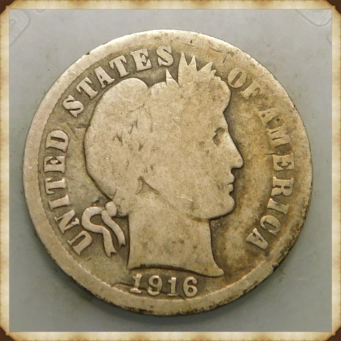 1916 S Barber Dime Raw Not Cleaned, Polished or Dipped  "Actual Coin Pictured" Cover
