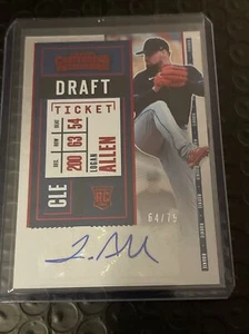 Logan Allen /75 2020 Panini Contenders Rookie Red Draft Ticket Auto Indians RC - Bild 1 von 2