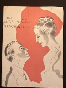 1949 Gioca I Know My Love Attrice Lynn Fontanne Alfred Lunt Broadway Theater Bill - Foto 1 di 5