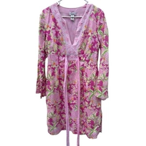 Lilly Pulitzer Dress Embroidered Tunic Dress Safari Pink White Tag Size Small - Picture 1 of 5