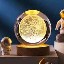 Magical Desktop Decor USB Crystal Ball Decorated With Moon With Stand 8cm