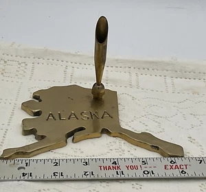 Vintage Brass Alaska Pen Holder Approx 6 1/4” No Pen - Picture 1 of 3