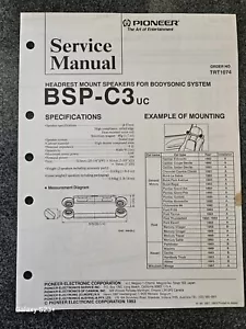 Altavoces de reposacabezas Pioneer BSP-C3, manual de servicio de fábrica sónico corporal - Imagen 1 de 1