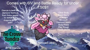 Pokemon Sword And Shield Shiny Diancie 6IV Battle Ready Fast Delivery - Picture 1 of 6