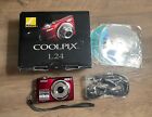 Nikon COOLPIX L24 14.0MP Digital Camera - Red Comes With Box Tested Works MINT