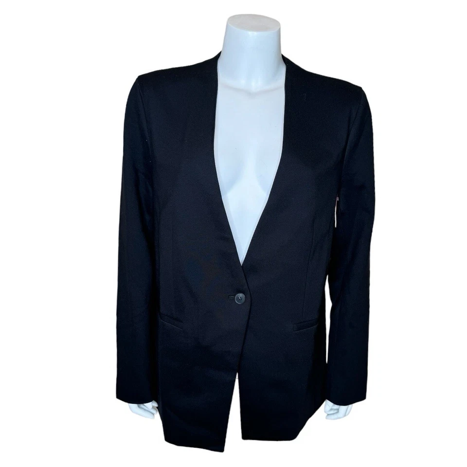 Spanx The Collarless Blazer L Ponte Oversized Black Jacket 20384R
