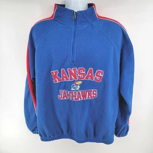 Kansas Jayhawks Pro Edge 1/2 Zip Blue Long Sleeve Fleece Size L - Picture 1 of 8
