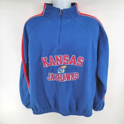 Kansas Jayhawks Pro Edge 1/2 Zip Blue Long Sleeve Fleece Size L - Image 1 of 4