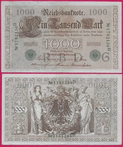 GERMANY 1000 MARK 1910 VF-XF D,GREEN SEAL,ISSUING BANK:REICHSBANK,EMPEROR,WILLIA - Picture 1 of 1