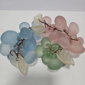 Grappoli frutta vetro quarzo ceco vintage mcm lotto di 3 blu verde rosa - Foto 1 di 15