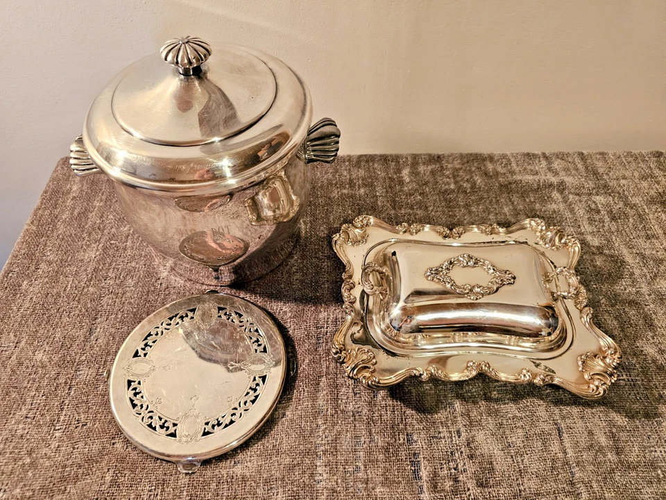 VINTAGE- ANTIQUE Silverplate Dishes LOT OF 3- W&S- REED/BARTON- WM Rogers-MacDoT - Image 1 of 4