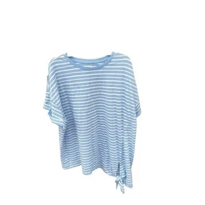 Chaps Pastel blue white cream stripes cap sleeve coastal NWOT sz 2XL fits 3XL - Picture 1 of 3