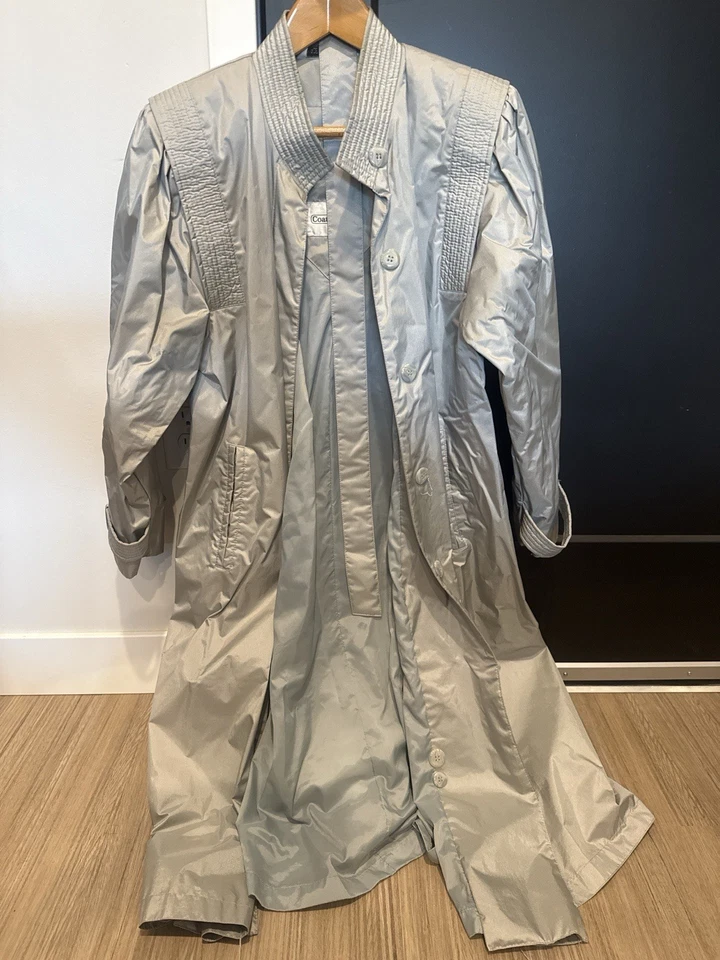 Gabardina retro vintage Coat Works plateada para mujer 8P largo Foto 1 de 4