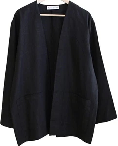 LOVE AND CONFUSE Black SELBY Linen Jacket OVERSIZE Open Loose Fit Jacket M L - Picture 1 of 7