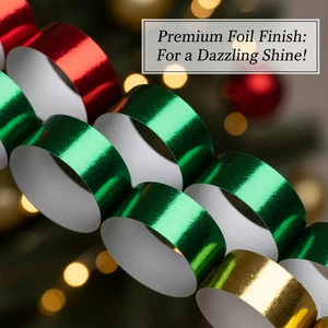100 Coloured Foil Printed Paper Chains Christmas Decorations Party Garland - Picture 1 of 9