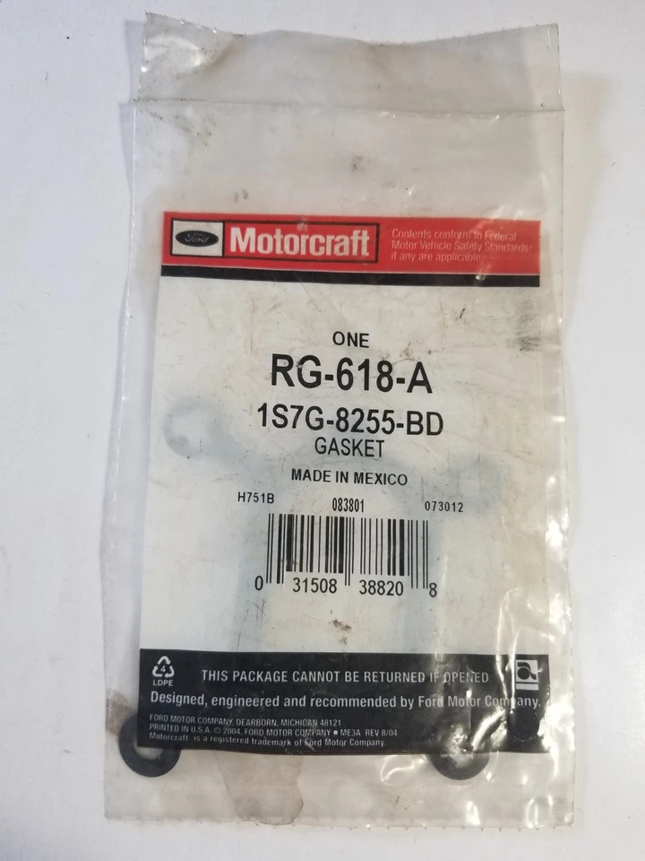 Junta de salida de refrigerante del motor 2001-20 OEM Ford 1S7G-8255-BD Motorcraft RG-618-A Foto 1 de 4