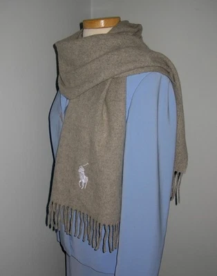 Bufanda de lana gris jaspeado Polo Ralph Lauren - Poni - Nueva sin etiquetas Foto 1 de 4