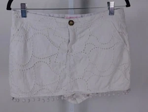 Lilly Pulitzer Womens White Eyelet Pom Pom Hem Skort Sz 4 Cotton Blend - Picture 1 of 11