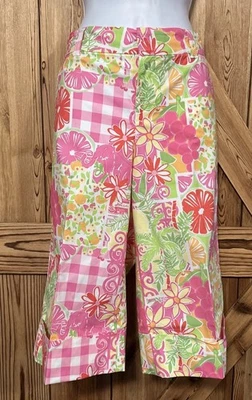 Calça Capri Feminina Lilly Pulitzer Via Mizner Patch Palm Beach Fit Tamanho 12 Nova com etiquetas - Imagem 1 de 4