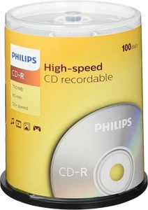 Półfabrykaty CD-R Philips 700 MB, 80 minut, High Speed 52x, 100 sztuk towar B - Zdjęcie 1 z 3