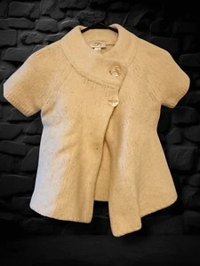 Ann Taylor Loft Short Sleeve Wool Girls Sweater Top Button Size Medium - Picture 1 of 5