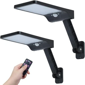 2X 48 LED Solar Light Gutter Light Motion Sensor Remote Adjustable Wall Mounting - Picture 1 of 7