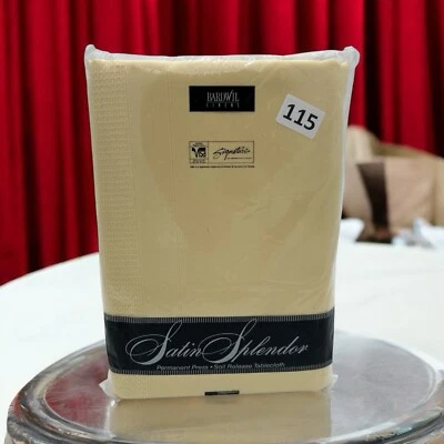 NOS Bardwil Linens Satin Splendor Soil Release Tablecloth 60x140” Oblong Butter - Image 1 of 4