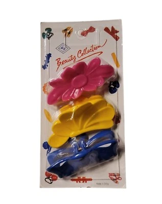 Pinzas para el pelo de plástico vintage niñas pasadores años 80 90 NOS Foto 1 de 4