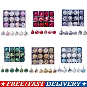 12Pcs Christmas Balls Ornaments Glitter Shatterproof Xmas Tree Hanging Decor 