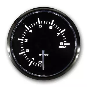 MGS 52mm 2-1/16" Electrical Tachometer For Gasoline 8000 RPM White & Amber LED - Picture 1 of 7