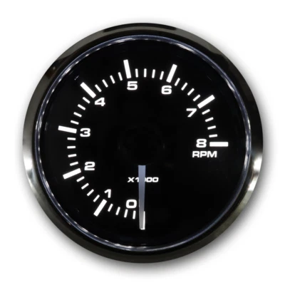 MGS 52mm 2-1/16" Electrical Tachometer For Gasoline 8000 RPM White & Amber LED - Image 1 of 4