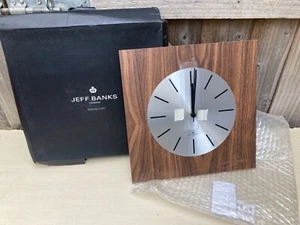 NEW JEFF BANKS LONDON QUARTZ WALL CLOCK - SQUARE - WOOD EFFECT -BATTERY OPERATED - Picture 1 of 12