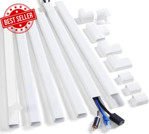 94.5In Cord Cover Wall Kit, Cord Hider Wire Covers for Cords Wall Mounted TV, Pa - Picture 1 of 12