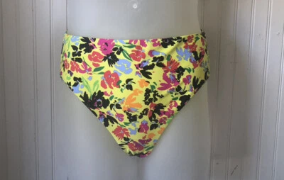 Parte inferior de bikini BAR III al por menor $44 estampado floral citrón elegante cintura alta talla XL Foto 1 de 2