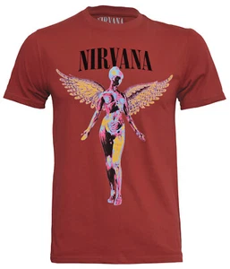 Nirvana T Shirt Angelic In Utero Official Album Logo Grunge Kurt Cobain Red New - Picture 1 of 27