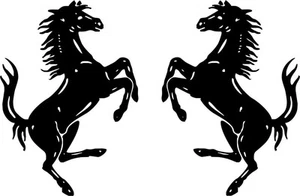 PRANCING HORSES x 2 Mirrored Vinyl Decals 150mm - Picture 1 of 1