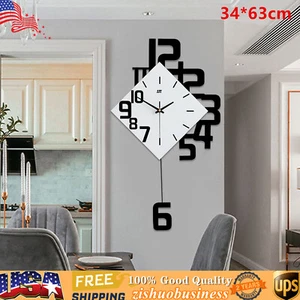 Nordic Style Pendulum Clocks Swing Wall Clock Living Room Modern Fashion Decor - Picture 1 of 12