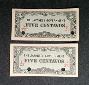 Japanese Government - 5 Centavos (5 CentsPP) 1942 - 1945 x2 - Picture 1 of 2