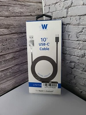 Just Wireless 10' TPU Type-C to USB-A Cable - Black - Image 1 of 4