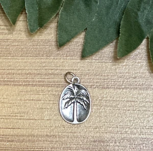 James Avery Retired Sterling Silver Palm Tree In Oval Charm - Picture 1 of 4