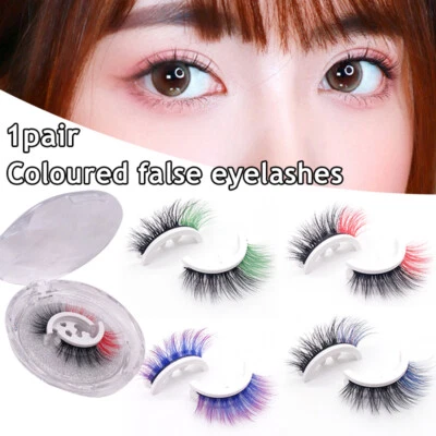 1 Pair Self-Adhesive Eyelashes Colored Glue-free Natural Long Lashes Wispy Lash↟ - Image 1 of 4